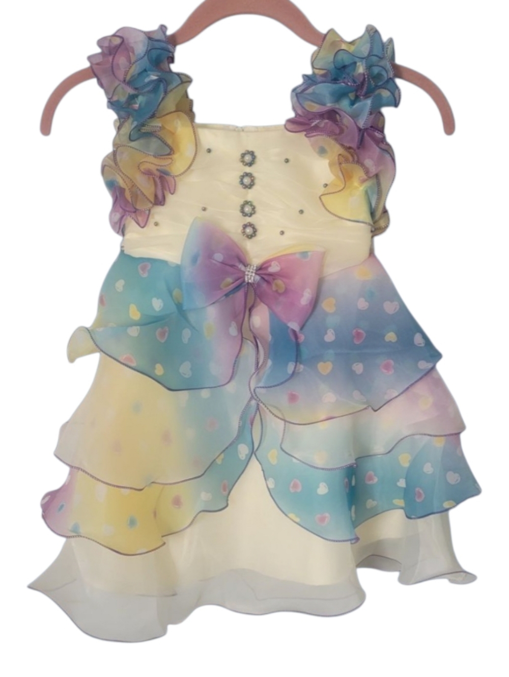 Chic Yellow & Blue Formal Ruffle Dress | Girls 3–4 Years | Party, Flower Girl